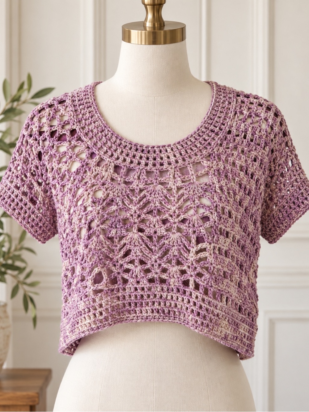 Anthropologie Augden 100% Alpaca Crochet Crop Sweater XS